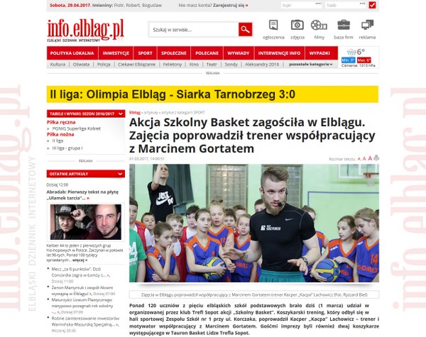 Akcja Szkolny Basket zagościła w Elblągu. Zajęcia poprowadził trener współpracujący z Marcinem Gortatem