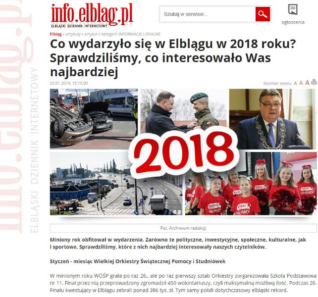 Co wydarzyło się w Elblągu w 2018 roku? 